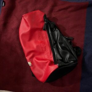 ROGUE Territory Backpack Duffle Bag Faux Leather Red Black travel White Oak